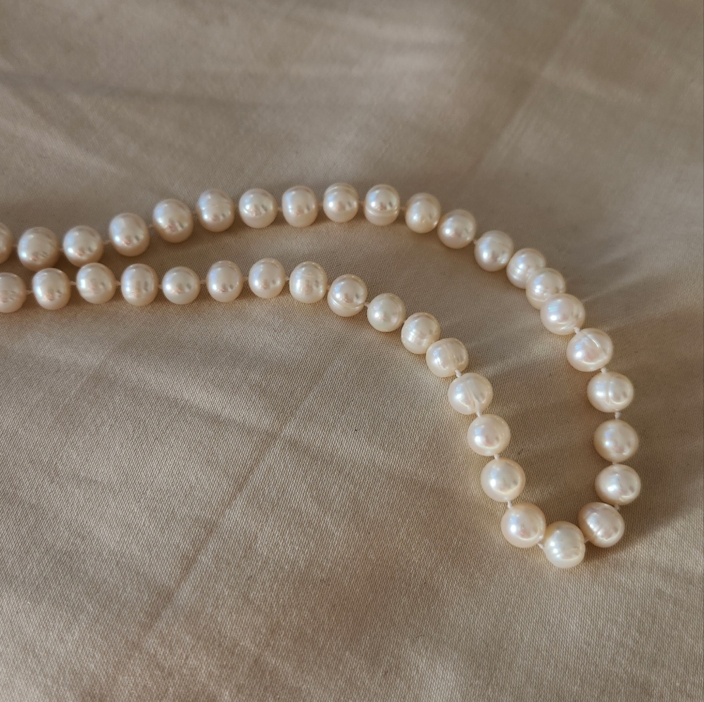 Genuine Classic White Freshwater Pearl Long Necklace